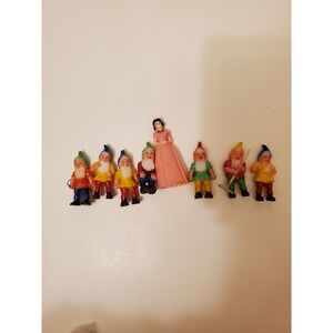 1950s Disney Vintage Snow White And Seven Dwarfs Hard Plastic 2"-3" Figures‎ Top